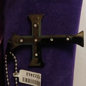 2222413-8. Black Stainless Steel Three Tier Cross